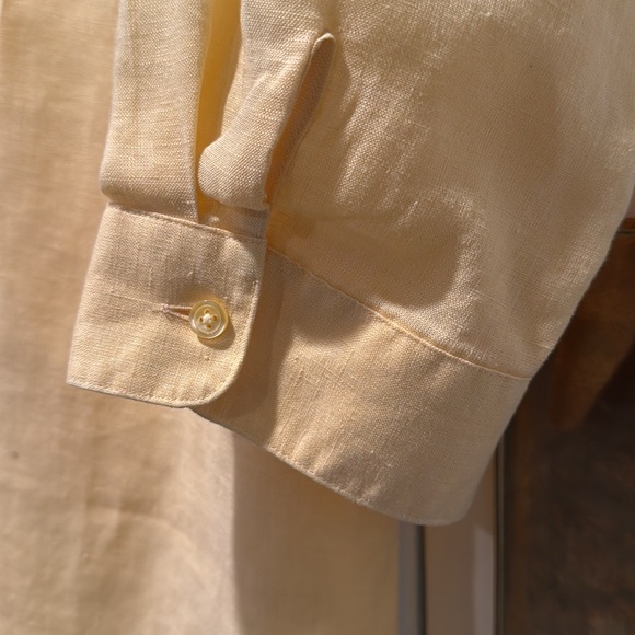 Coldwater Creek Women’s 3/4 sleeve button down Yellow Linen Blouse, L - Picture 3 of 5